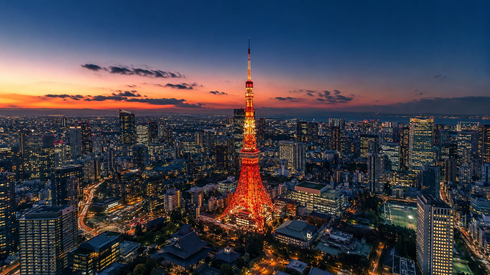 東京タワーと東京の夜景